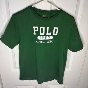 Polo Ralph Lauren Boys Size Large Graphic T-shirt "1967 Athletic Dept" Green